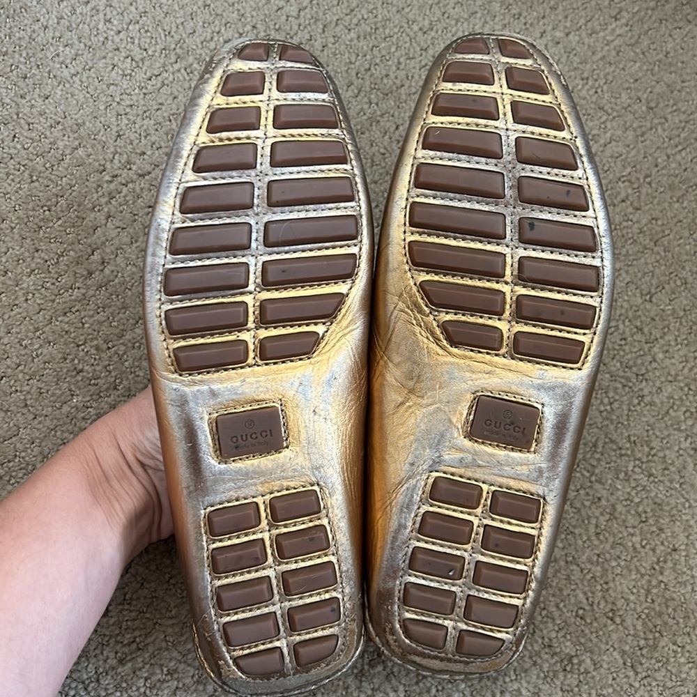 Gucci Bronze Metallic Bamboo Drivers 7 - Picture 2 of 10